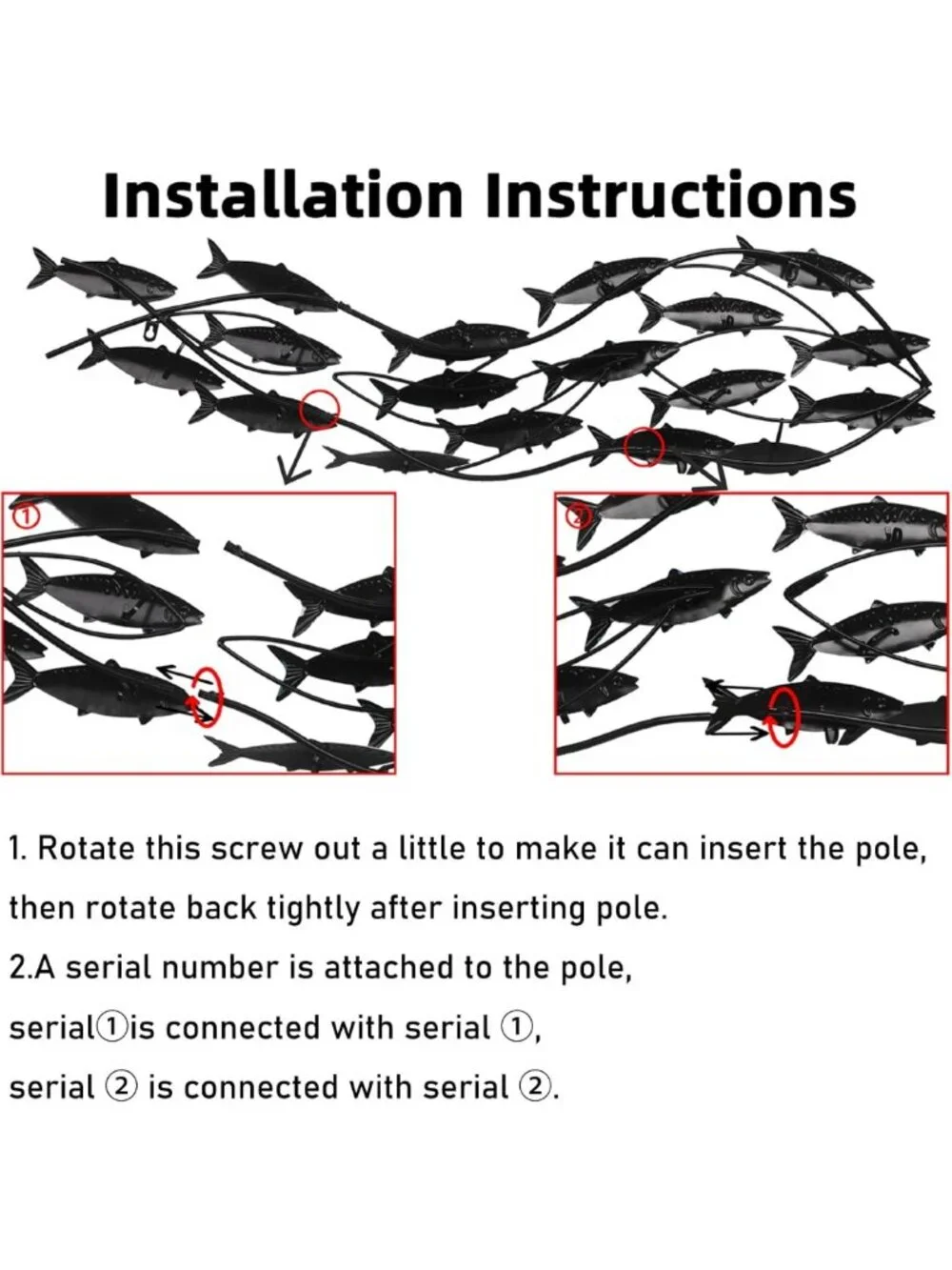 Large Nautical Metal Fish Wall Art - 3D Coastal Decor for Living Room & Beach